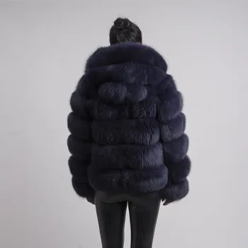 QIUCHEN PJ8143 2020 nye ankomst ægte ræv pels lange ærmer mode pels tøj af høj kvalitet kvinder vinter frakke med hætte 5