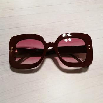 QPeClou Helt Overdimensionerede Solbriller Kvinder Retro Nitte Square solbriller Mode Vintage Plast Gradient Oculos De Sol UV400 1