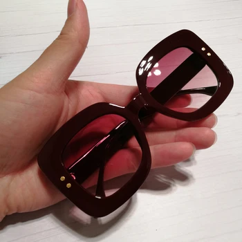 QPeClou Helt Overdimensionerede Solbriller Kvinder Retro Nitte Square solbriller Mode Vintage Plast Gradient Oculos De Sol UV400 4
