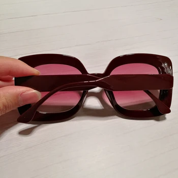 QPeClou Helt Overdimensionerede Solbriller Kvinder Retro Nitte Square solbriller Mode Vintage Plast Gradient Oculos De Sol UV400 5