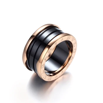 QSY Keramiske Mærke af Høj kvalitet keramiske ring Romertal indgraveret sort og hvid keramisk tråd par ring 1