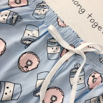 QWEEK Pyjamas Damer Bomuld Pijamas for Kvinder Nattøj Dame Hjem Tøj Banan Print Pyjama Nattøj Sæt Natkjole 2020 4