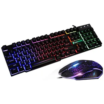 Rainbow Baggrundslys Usb-Ergonomisk Gaming Tastatur 2400DPI Kablede LED Gaming Mus Sæt Til Bærbare PC, Mus og Tastatur Kombinationer 19MAR1
