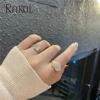 RAKOL Mode Overdrive Design CZ Krystal Metal Bløde Kæde Bælte Spænde Justerbare Ringe Trendy Guld Farve Kvindelige Smykker 2