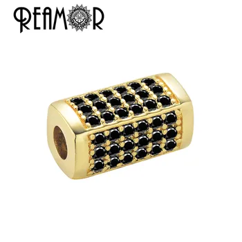 REAMOR Top Kvalitet DIY Metal Cylinder Perler Sort Micro Bane Zircon Spacer Perler til smykkefremstilling Beaded Armbånd Tilbehør 4