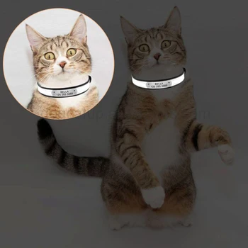 Reflekterende Pet Krave Gravering Kat ID-Tag Quick Release Katte Halsbånd Tilpasset Halskæde Til Kæledyr Hund Laser Gravør Dog Necklet 5