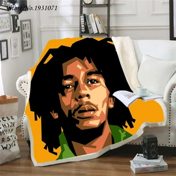 Reggae Sanger Bob Marley 3D Printet Fleece Tæppe til Senge Tyk Dyne Mode Sengetæppe Sherpa Smide Tæppe Voksne Børn 07 5