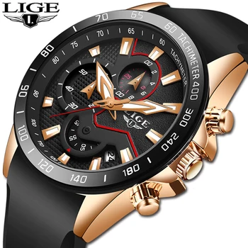 Relogio Masculino 2020 LIGE Fashion Vandtæt Herre Ure Top Mærke Luksus Mekanisk Sport Watch Mænd Silikone Rem Reloj Hombre 1