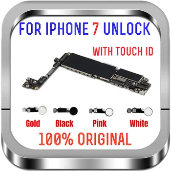 Ren iCloud Til iPhone 7 Bundkort Med Touch-ID Home-Knappen,32G 128G 256G Ulåst Logic board Guld Sort Hvid Bundkort 1