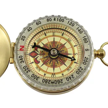Ren Kobber Clamshell Kompas Lysende Lomme Kompas Bærbare Udendørs Messing Guld Farve Kobber Kompas Navigation Tools 3