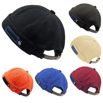 Retro Vintage Kvinder Docker Cap Dome Hat Efteråret Huer Huer Til Mænd Kort Skull Cap Crimpning Brimless Mode Bonnet Caps 0