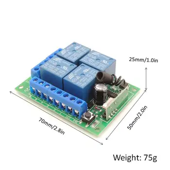 RF-Switch Fjernbetjening 12V DC 10Amp 4CH Relæ Modtager og Sender til Universal Garage Kontrol og Hjem apparat Kontrol 4493