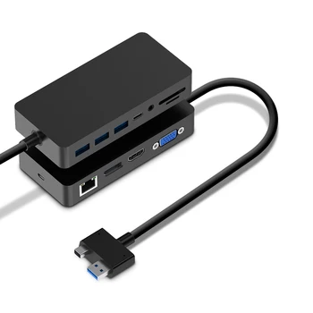 ROCKETEK SH701 USB3.0 Hub Kortlæser, HDMI 4K-kompatibel kompatibel DP VGA RJ45 3.5 Audio-Port Type-C SD/TF Kort-Dockingstation 1