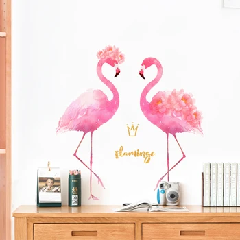 Romantisk flamingo wall sticker lille mønster, selvklæbende hjem væggen indretning soveværelse sengen indretning grils værelse dekoration klistermærker 1