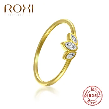 ROXI 925 Sterling Sølv Tre Sten Klare CZ Enkel Finger Ringe til Kvinder Gave Engagement Ring Bryllup Bands Statement Smykker 4