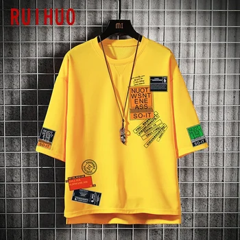 RUIHUO Print Korte Ærmer til Mænd T-Shirt Fashion Streetwear Tøj Mænds Tøj 2020 Hip Hop Japansk Tøj Man M-4XL 1