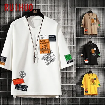 RUIHUO Print Korte Ærmer til Mænd T-Shirt Fashion Streetwear Tøj Mænds Tøj 2020 Hip Hop Japansk Tøj Man M-4XL 2