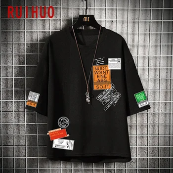 RUIHUO Print Korte Ærmer til Mænd T-Shirt Fashion Streetwear Tøj Mænds Tøj 2020 Hip Hop Japansk Tøj Man M-4XL 4