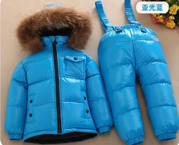 RUSLAND vinter Børns Sæt baby ned jakke passer til drenge og piger vaskebjørn pels opbevaring, der passer 26334