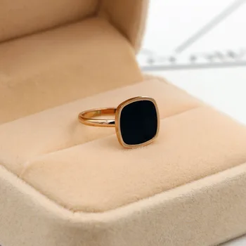 Rustfrit stål ringe til kvinder aneis feminino, geometriske firkantede sorte ring mode smykker acero inoxidable joyeria anillos 0