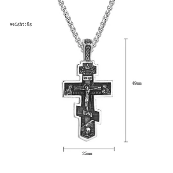 Rustfrit Stål Vintage-Ortodokse Kors Jesus-Kirken Religiøse Kors Halskæder, Vedhæng Smykker Gave 0