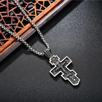 Rustfrit Stål Vintage-Ortodokse Kors Jesus-Kirken Religiøse Kors Halskæder, Vedhæng Smykker Gave 1