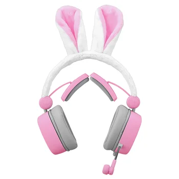 S21 Hovedtelefoner Pink Sød Pige Bunny Ører Headset Med Støjreduktion Spil Lytte Song Hovedtelefoner 2