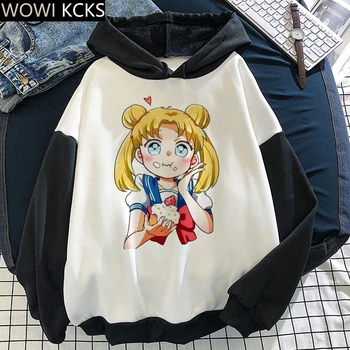 Sailor Moon Anime Vinter Hoodie Kawaii Par Tøj Kvinder Æstetiske Pullover Med Lange Ærmer Hip Hop Streetwear Hættetrøjer Sweatshirt 5
