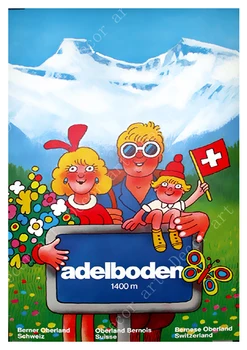 Schweiz Adelboden Ski i Alperne Tulip Vintage Travel Klassiske Lærred Maleri Kraft Plakater Wall Stickers Hjem Dekorativ Gave 5