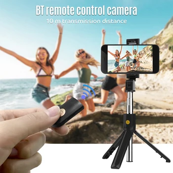 Selfie Stick phone Video Stativ til Live Streaming Fotografering Tilbehør med telefonholder Fjernbetjening Lukker Hvid/Sort trepied 1