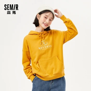 SEMIR Kvinder Sweatshirt Plus Velvet 2020 Efteråret Nye Mode Hooded Hættetrøjer Efteråret Kvinde Trendy Mærke Tyk Japansk Toppe