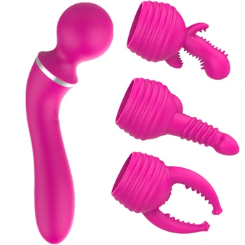 Sex Legetøj AV Dual Vibrator Massage 10 Frekvens 3 hovedbeklædning Slikning Masturbator Brystvorter, Klitoris, G-punktet i Skeden Stimulere Magic Wand 2