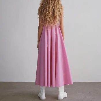 Sexet Kvinder ærmeløs Maxi Kjole Pink 2020 Sommer Mode Plisserede Spaghetti Strop kjoler Høj talje Vestidos Stranden INKEO 9D156 0