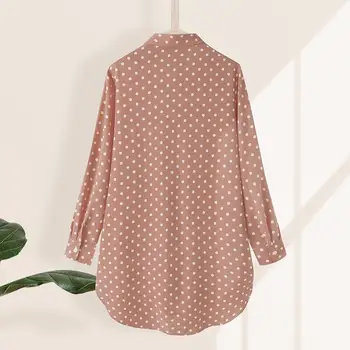 Sexet Polka Dot Trykt Kvinder Shirts Celmia Plus Size Kvinde Elegante Bluser med Lange Ærmer Kontor Arbejde Bære Blusas Plus Size Toppe 2