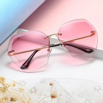Sgyouwant Pink Gradient Uindfattede Solbriller Til Kvinder Overdimensionerede Briller, Nye Mode Solbriller Kvindelige Sommer Rejser Væsentlige 0