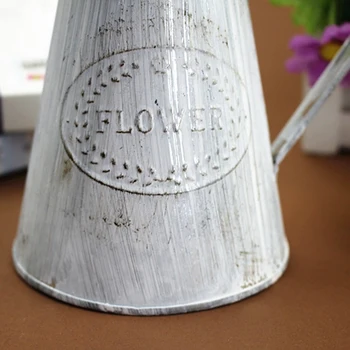 Shabby Chic Metal Kande Flower Vase Hvid Vintage Saftige Planter Tønde for Kontor Indretning Bondegård Kande Container Anlæg 1