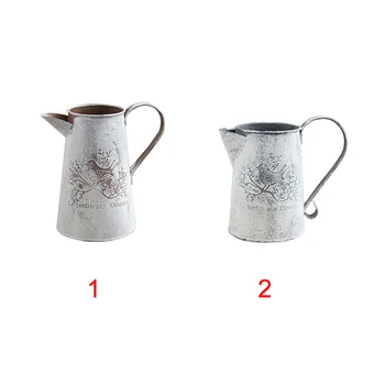 Shabby Fugl Print Øko-Venligt Let At Opbevare Vintage Desktop Gamle Hjem Indretning Vanding Pot Form Håndværk Galvaniseret Jern Vase 2