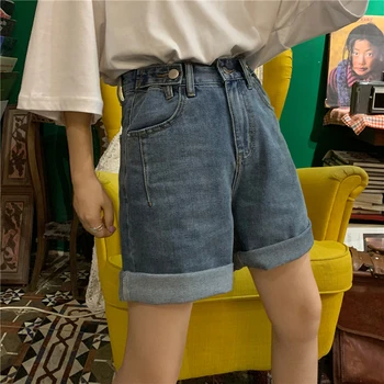 Shorts til Kvinder koreansk Stil Sommeren Enkle Trendy Denim Streetwear af Høj Kvalitet for Alle-match Ulzzang Løs Solid Casual Kvinders Jeans 2