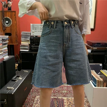 Shorts til Kvinder koreansk Stil Sommeren Enkle Trendy Denim Streetwear af Høj Kvalitet for Alle-match Ulzzang Løs Solid Casual Kvinders Jeans 5