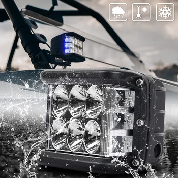 Side Shooter LED-Pod Strobe Lys Med Dual Side Blå DRL Oversvømmelse Stedet Kørsel Arbejde Lys for Lastbil ATV SUV, 4x4 UTV 1