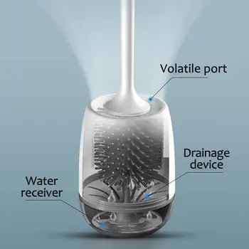 Silikone toiletbørste Med Holder Sat Plast Toilet Bowl Børste vægmonteret eller Stående på Gulvet Badeværelse Toilet Børste 4