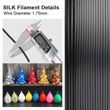 SILKE PLA Black tangle gratis 1.75 mm 3D-printer Filament Tolerance +/-0.02 mm ingen boble Med Vakuum pose pakning 3