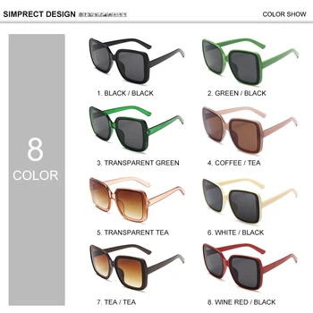 SIMPRECT 2021 Overdimensionerede Square Solbriller Kvinder Store Billede Retro Solbriller Luksus Brand Designer solbriller Vintage Oculos 1