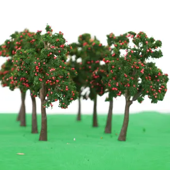 Simulering Frugt Model Træ Grønne Anlæg Toy Tre Farver Frugt, 10stk Sand Tabel Gøre Miniature Landskab Arkitektur Tog 5