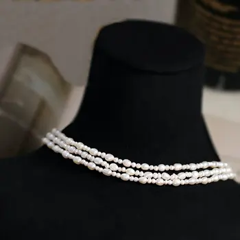 SINZRY udsøgt dame smykker håndlavet tre lag naturlige perle vintage perle halskæder chokers 2