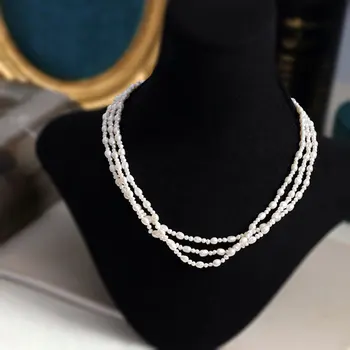 SINZRY udsøgt dame smykker håndlavet tre lag naturlige perle vintage perle halskæder chokers 3