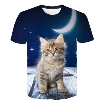 Siyah ve beyaz kedi T-shirt sevimli kedi dase 3DT t-Shirt elenceli kedi gmlek T-shirt yaz Casual kadn st T-shirt 3