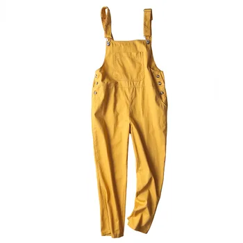 Slik-farvet buksedragt Stretch denim overalls Mint Grøn Ingefær gul Legedragter 2