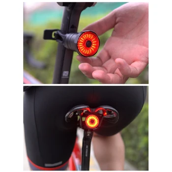 Smart Cykel baglygte Auto Start/Stop, Brake Sensing IPX6 Vandtæt USB-Opladning LED-Baglygte MTB Cykel Advarsel baglygte 1
