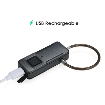 Smart Fingeraftryk Lås USB-Genopladelige Keyless 10 Sæt Fingeraftryk, IP65 Vandtæt, Anti-Tyveri Sikring Hængelås på Døren Bagage 5